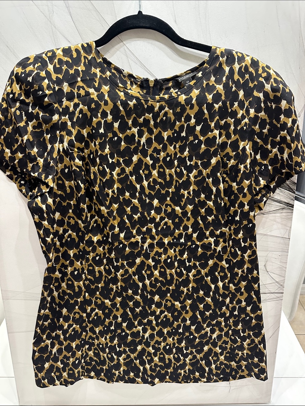 Ann Taylor Leopard Cheetah Print Puff Sleeve Blouse Size 12
